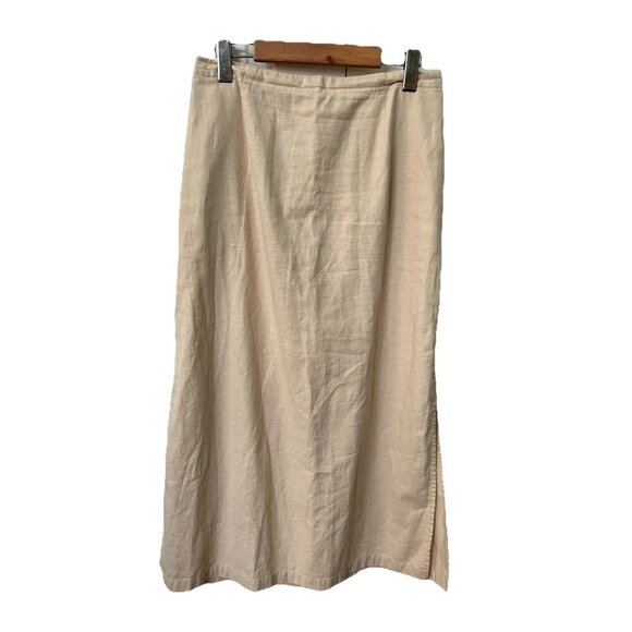 Vintage Northern Reflections Maxi Skirt Womens M Tan Linen Beach Coastal Minimal - Picture 1 of 7